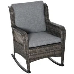 Outsunny Patio Wicker Rocking Chair, Outdoor PE Rattan Swing Chair W/ Soft Cushions, Classic Style For Garden, Patio, Lawn -Outsunny GUEST 00d21439 9b8f 485a 860e 6d2966caedd2
