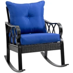 Outsunny Outdoor Wicker Rocking Chair With Padded Cushions, Aluminum Furniture Rattan Porch Rocker Chair W/ Armrest For Garden, Patio, And Backyard -Outsunny GUEST 01097386 ac45 4331 ad9b 6ff1abf4e782