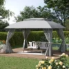 Outsunny 13' X 10' Patio Gazebo Outdoor Canopy Shelter With Sidewalls, Double Vented Roof, Steel Frame For Garden, Lawn, Backyard And Deck