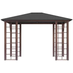 Outsunny 10' X 12' Hardtop Gazebo, Metal Roof Gazebo Canopy With Wood Grain Metal Frame For Garden, Patio, Backyard, Deck, Porch 7 Outsunny 10' X 12' Hardtop Gazebo, Metal Roof Gazebo Canopy With Wood Grain Metal Frame For Garden, Patio, Backyard, Deck, Porch -Outsunny GUEST 0241e26e 08ad 45d6 8f18 37f76c674342