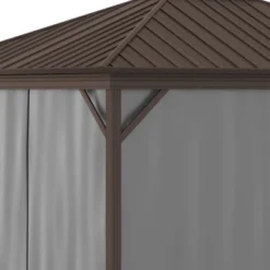 Outsunny 11.9" X 9.8" Hardtop Gazebo With Curtains And Netting, Permanent Pavilion Metal Roof Gazebo Canopy With Aluminum Frame And Top Hook, Gray -Outsunny GUEST 0265b6a9 e44b 49b0 a537 8787a3b65656