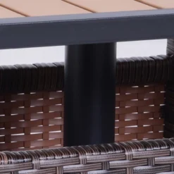 Outsunny 22'' Rattan Wicker Side Table With Steel Frame, Umbrella Insert Hole, Sand Bag For Outdoor, Patio, Garden, Backyard -Outsunny GUEST 02c07773 0352 468f 9481 bebd9aaa9578