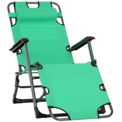 Outsunny 2-in-1 Folding Patio Lounge Chair W/ Pillow, Outdoor Portable Sun Lounger Reclining To 120°/180°, Oxford Fabric -Outsunny GUEST 03e0ba84 1f87 4006 8f7b 5871e2501344