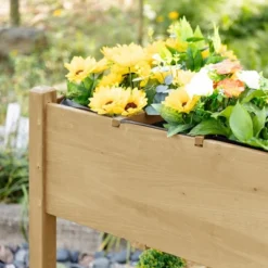 Outsunny 49" X 21" X 34" Raised Garden Bed W/ 8 Grow Grids, Outdoor Wood Plant Box Stand W/ Folding Side Table And Wheels, Natural -Outsunny GUEST 0478916a bc93 4fec ab8b 37ee2ab6ef49