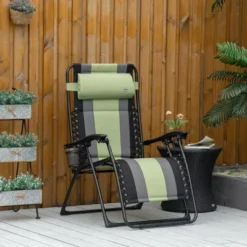 Outsunny 31 Outsunny XL Oversize Zero Gravity Recliner, Padded Patio Lounger Chair, Folding Chair With Adjustable Backrest, Cup Holder And Headrest For Backyard, Poolside, Lawn