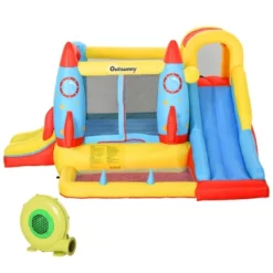 Outsunny 4-in-1 Kids Inflatable Bounce House Jumping Castle With 2 Slides, Climbing Wall, Trampoline, & Water Pool Area, Air Blower -Outsunny GUEST 0727d26e 238e 4a7e 81b1 116f8b0fbb61