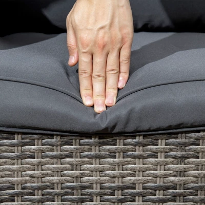 Outsunny 3-Piece Patio Bistro Set, PE Rattan Wicker Outdoor Furniture, Soft Cushions, 2 360 Swivel Rocking Chairs, 2-Tier Coffee Table 5 Outsunny 3-Piece Patio Bistro Set, PE Rattan Wicker Outdoor Furniture, Soft Cushions, 2 360 Swivel Rocking Chairs, 2-Tier Coffee Table - Image 5