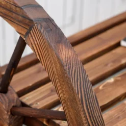 Outsunny Wooden Wagon Wheel Bench, 3-Person Rustic Slatted Seat, Outdoor Patio Furniture, Brown -Outsunny GUEST 089c1f63 4743 4b12 9ae7 580166a7ac4d
