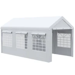 Outsunny 10' X 20' Carport & Party Tent, Height Adjustable Portable Garage With Mesh Windows For Parties, Wedding And Events -Outsunny GUEST 094118c5 d450 4eee 9994 ad7169382921