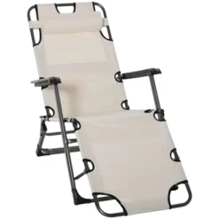 Outsunny 2-in-1 Folding Patio Lounge Chair W/ Pillow, Outdoor Portable Sun Lounger Reclining To 120°/180°, Oxford Fabric -Outsunny GUEST 098be973 f6c8 4457 9e93 6c8674ed76a8