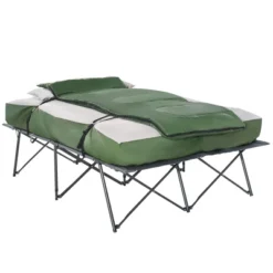 Outsunny 2-Person Folding Camping Cot Portable Outdoor Bed Set With Sleeping Bag, Inflatable Air Mattress, Comfort Pillows And Carry Bag For Outdoor -Outsunny GUEST 09dddd9d 9967 400a 822f 374daeeb06d3