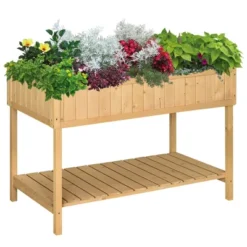 Outsunny Wooden Raised Garden Bed With 8 Slots, Elevated Planter Box Stand With Open Shelf For Limited Garden Space To Grow Herbs, Vegetables, And Flowers 11 Outsunny Wooden Raised Garden Bed With 8 Slots, Elevated Planter Box Stand With Open Shelf For Limited Garden Space To Grow Herbs, Vegetables, And Flowers -Outsunny GUEST 0af51c02 9843 4125 a337 e26488531a3e