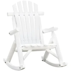 Outsunny Wooden Adirondack Rocking Chair, Outdoor Rustic Log Rocker With Slatted Design For Patio -Outsunny GUEST 0b924a81 ff9f 4b0e af9b c6b390afd28b
