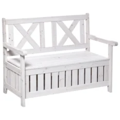 Outsunny 29 Gallon Garden Storage Bench With Wooden Frame, Large Entryway Deck Box W/ Unique X-Shape Back, Louvered Side Panels For Patio, Garden, Deck, Porch & Balcony -Outsunny GUEST 0c7a0a32 6d15 464d 959b 1e90174a6046