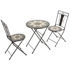 Outsunny 3 Piece Patio Bistro Set, Metal Folding Chairs, Foldable Outdoor Dining Table, Stone Mosaic Pattern For Decor, Poolside, Porch, Coffee -Outsunny GUEST 0cbef117 7750 4745 95e8 d0050e726bc7