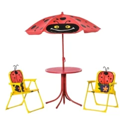 Outsunny Kids Picnic Table And Chair Set, Outdoor Folding Garden Furniture, For Patio Backyard, With Monkey Pattern, Removable & Height Adjustable Sun Umbrella, Aged 3-6 Years Old -Outsunny GUEST 0d25c08f 446e 4e79 87b1 bc8897c3b4a1