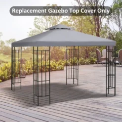 Outsunny 9 Outsunny 10' X 10' Gazebo Replacement Canopy 2 Tier Top UV Cover Pavilion Garden Patio Outdoor(TOP ONLY)