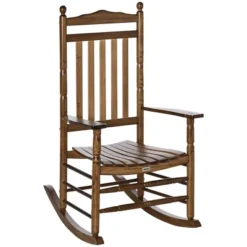 Outsunny Traditional Wooden High-Back Rocking Chair For Porch, Indoor/Outdoor -Outsunny GUEST 0f08849b 015f 47d1 ba96 75ebab86372f
