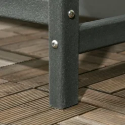 Outsunny Outdoor Bench, 2-Person Park Style Garden Bench With All-Weather HDPE, 704 Lbs. Weight Capacity, Slatted Back & Armrests, Dark Gray -Outsunny GUEST 0ff17d4a 503b 483d 88ad d73e419e19df