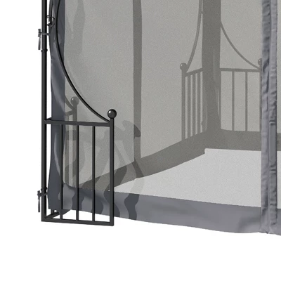 Outsunny 10' X 10' Patio Gazebo Canopy Outdoor Pavilion With Mesh Netting SideWalls, 2-Tier Polyester Roof, & Steel Frame, Dark Gray 5 Outsunny 10' X 10' Patio Gazebo Canopy Outdoor Pavilion With Mesh Netting SideWalls, 2-Tier Polyester Roof, & Steel Frame, Dark Gray - Image 5