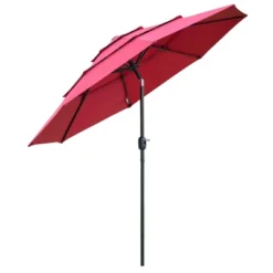 Outsunny 9FT 3 Tiers Patio Umbrella Outdoor Market Umbrella With Crank, Push Button Tilt For Deck, Backyard And Lawn -Outsunny GUEST 103ca04e ef9d 4910 b1e2 2cc38df6335f
