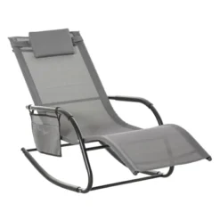 Outsunny Outdoor Rocking Recliner, Sling Sun Lounger With Removable Headrest And Side Pocket For Garden, Patio And Dec -Outsunny GUEST 10c1fb73 3679 403a 82dd 52a7e3d1654f