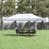 Outsunny 10'x20' Aluminum Pop Up Canopy Folding Instant Shelter Party Tent With Wheeled Bag, Thicker Tube, Ground Stakes For Patio Backyard