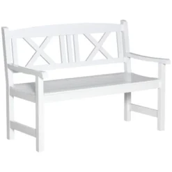 Outsunny 2-Seater Wooden Garden Bench, 4FT Outdoor Patio Loveseat With Unique X-Shape Back For Yard, Lawn, Porch -Outsunny GUEST 14995f59 0c37 45b1 90d7 9a4d3c25248f