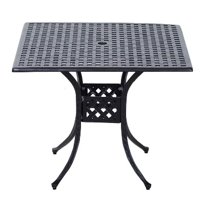 Outsunny 36" X 36" Square Patio Table With Umbrella Hole, Aluminum Outdoor Dining Table, Outdoor Bistro Table For Garden, Backyard, Porch, Black 3 Outsunny 36" X 36" Square Patio Table With Umbrella Hole, Aluminum Outdoor Dining Table, Outdoor Bistro Table For Garden, Backyard, Porch, Black - Image 3