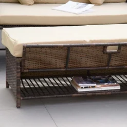 Outsunny Patio Wicker Loveseat Sofa Set, Outdoor PE Rattan Garden Assembled Sun Lounger Daybed Furniture, W/ Storage Ottoman & Side Tables/ Drink Trays For Poolside, Porch, Backyard -Outsunny GUEST 15fa92f3 97ff 498d 8c54 12ccdb1a3214