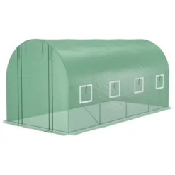 Outsunny Extra-Large Walk-in Tunnel Hoop Greenhouse, PE Cover, Steel, Roll-Up Zipper Door & Windows For Flowers, Vegetables, Tropical Plants, Green -Outsunny GUEST 16151b24 d8b3 4db2 9775 2c68d157d3ad