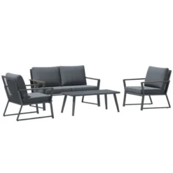 Outsunny 4 Piece Patio Furniture Set, Aluminum Conversation Set, Outdoor Garden Sofa Set With Armchairs, Loveseat, Center Coffee Table And Cushions -Outsunny GUEST 1766fc31 7733 4371 a741 178072759d49