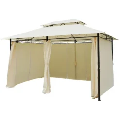 Outsunny 10' X 13' Outdoor Soft Top Gazebo Pergola With Curtains, 2-Tier Steel Frame Gazebo For Patio -Outsunny GUEST 17873b2d f795 46ea a7d0 48fb80c5d637