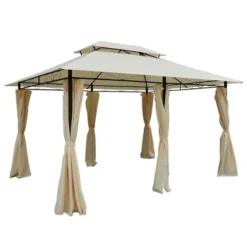 Outsunny 10' X 13' Outdoor Soft Top Gazebo Pergola With Curtains, 2-Tier Steel Frame Gazebo For Patio -Outsunny GUEST 181de800 2964 40e8 b3cc ca16c1fa39a9