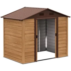 Outsunny 8' X 6' Metal Outdoor Storage Shed With Double Doors And Four Ventilation For Patio Furniture, Garden Tools, Backyard Lawn, Brown -Outsunny GUEST 185d042a 55a4 41dc a0f4 441b2646683a