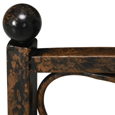 Outsunny 3.4FT Metal Arch Zen Garden Bridge With Safety Siderails, Decorative Footbridge, Delicate Floral Scrollwork For Stream, Fish Pond, Brown 4 Outsunny 3.4FT Metal Arch Zen Garden Bridge With Safety Siderails, Decorative Footbridge, Delicate Floral Scrollwork For Stream, Fish Pond, Brown - Image 4