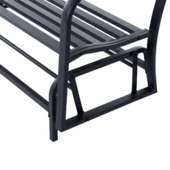 Outsunny Patio Glider Bench Outdoor Swing Rocking Chair Loveseat With Power Coated Sturdy Steel Frame, Black -Outsunny GUEST 19b93edc 4024 4c6d 9e34 03bde6b192c9