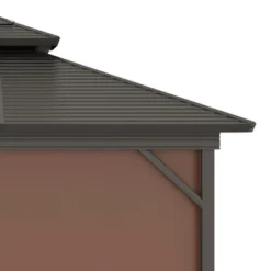 Outsunny Outdoor Hardtop Gazebo Galvanized Steel Canopy With Aluminum Frame Double Vented Roof Pergola With Netting And Curtains For Patios, Gardens, Lawns, Dark Brown -Outsunny GUEST 19d44947 d07f 4636 93d3 e9ed88a03a36