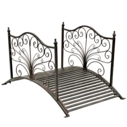 Outsunny 4’ Metal Arch Backyard Garden Bridge With Safety Siderails, Delicate Scrollwork, & Easy Assembly, Black Bronze -Outsunny GUEST 1c3c9244 a021 4bf9 9093 e68aee294679