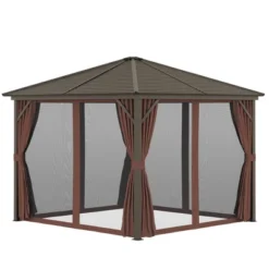 Outsunny 10x10 Hardtop Gazebo With Aluminum Frame, Permanent Metal -Outsunny GUEST 1cb9b5b9 ebe2 46cc 9292 e8cb1a25f2b1