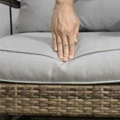 Outsunny 3-Piece Patio Bistro Set, PE Rattan Wicker Outdoor Furniture With Soft Cushions, 2 Rocking Chairs, Slatted Coffee Table, Gray -Outsunny GUEST 1d45a9e0 d5b8 4ca0 b10b 8ce0ada8d20d