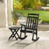 Outsunny Wooden Rocking Chair Set, 2-Piece Outdoor Porch Rocker With Foldable Table For Patio, Backyard And Garden