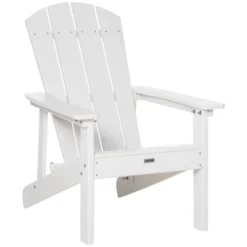 Outsunny Plastic Adirondack Chair, Outdoor Fire Pit Seating HDPE Lounger Chair With High Back And Wide Seat For Patio, Backyard, Garden -Outsunny GUEST 1f184cae 4bd1 4905 8b0b 70ac5cf713c4