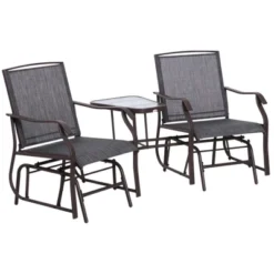 Outsunny Outdoor Glider Chairs With Coffee Table, Patio 2-Seat Rocking Chair Swing Loveseat With Breathable Sling For Backyard, Garden And Porch -Outsunny GUEST 20432f50 02df 489a 9393 a3bc03723680