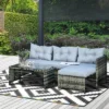Outsunny 3-Piece Wicker Patio Furniture Sets, Rattan Conversation Sets, Sectional Sofa Set With Cushioned Lounge Chaise For Garden Poolside Or Porch Lounging