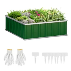 Outsunny 3x3ft Galvanized Raised Garden Bed, Steel Planter For Outdoor Plants, No Bottom W/ A Pairs Of Glove For Backyard, Patio To Grow Vegetables, Herbs, And Flowers -Outsunny GUEST 2387e0c1 2f2e 450e bec0 64f30a3c7fe6