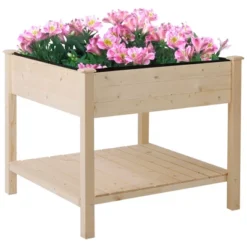 Outsunny 36'' X 36'' Raised Garden Bed With Storage Shelf, 2 Tiers Elevated Wooden Planter Box Stand For Vegetable Flower Herb, Patio And Balcony -Outsunny GUEST 251e9705 85d5 4746 831b 111bcaa28846