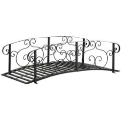Outsunny 6' Metal Arch Backyard Garden Bridge, Safety Siderails, Arc Footbridge For Backyard Creek, Stream, Pond, Black -Outsunny GUEST 26b3e58c 81b4 415f 8ff7 89dedd1249ef
