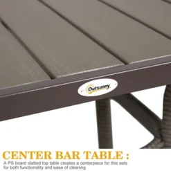 Outsunny 3 PCS Rattan Wicker Bar Set With Wood Grain Top Table And 2 Bar Stools For Outdoor, Patio, Poolside, Garden -Outsunny GUEST 26cf74ca 0c89 4e32 9d04 7439931e4701