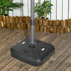 Outsunny Cantilever Patio Umbrella Base With Wheels, Sand, Or Water Filled Offset Umbrella Stand Weights With Cross Base, Black -Outsunny GUEST 275a6a91 7e01 4a12 8598 950d864e60d0